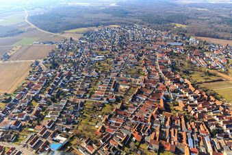View of the town from the east in Harthausen in the state Rhineland-Palatinate, Germany