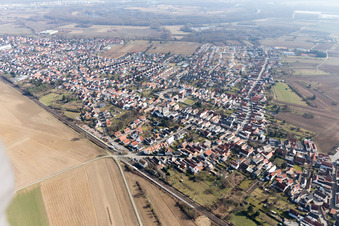 District Heiligenstein in Römerberg in the state Rhineland-Palatinate, Germany from above