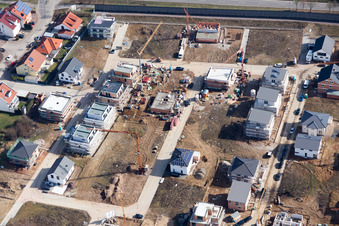Aerial photograpy of New development area Am Römerberg in the district Heiligenstein in Römerberg in the state Rhineland-Palatinate, Germany