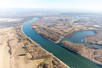 Aerial view of District Rheinhausen in Oberhausen-Rheinhausen in the state Baden-Wuerttemberg, Germany
