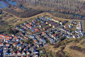 New development Zollhausweg with municipal kindergarten Villa Kunterbunt on Altrheinstraße in Philippsburg in the state Baden-Wuerttemberg, Germany