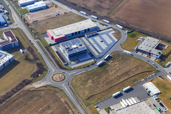 Industrial area in the Speyer Valley with ITK Engineering GmbH and Resinnovation GmbH in Rülzheim in the state Rhineland-Palatinate, Germany