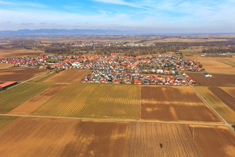 Aerial view of Village view from the south in Steinweiler in the state Rhineland-Palatinate, Germany