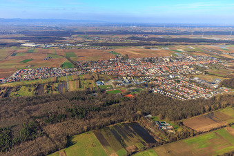 Oblique view of City view from the southwest in Kandel in the state Rhineland-Palatinate, Germany
