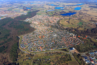 Aerial photograpy of City overview from the west in Jockgrim in the state Rhineland-Palatinate, Germany