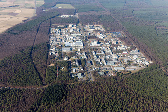 KIT Campus North in the district Leopoldshafen in Eggenstein-Leopoldshafen in the state Baden-Wuerttemberg, Germany viewn from the air