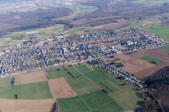 Aerial view of District Blankenloch in Stutensee in the state Baden-Wuerttemberg, Germany