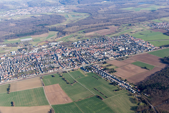 Aerial photograpy of District Blankenloch in Stutensee in the state Baden-Wuerttemberg, Germany