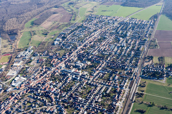 Main Street in the district Blankenloch in Stutensee in the state Baden-Wuerttemberg, Germany out of the air