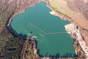 Site and tailings area of the gravel mining von Scherrieble Kieswerk on Weingarten lake in Weingarten in the state Baden-Wurttemberg, Germany