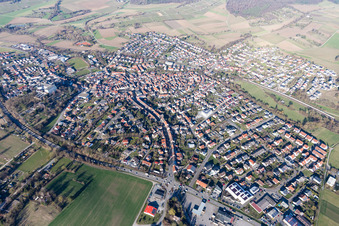 Oblique view of District Heidelsheim in Bruchsal in the state Baden-Wuerttemberg, Germany