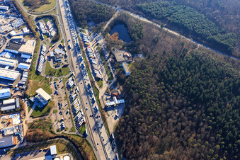 Motorway service stations: Tank & Rast service station Bruchsal West and Serways service station Bruchsal East on the A5 from the north in Forst in the state Baden-Wuerttemberg, Germany