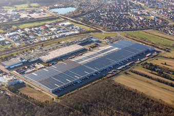 Goodyear Dunlop Tyres Germany in Philippsburg in the state Baden-Wuerttemberg, Germany from the plane