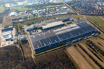 Bird's eye view of Goodyear Dunlop Tyres Germany in Philippsburg in the state Baden-Wuerttemberg, Germany