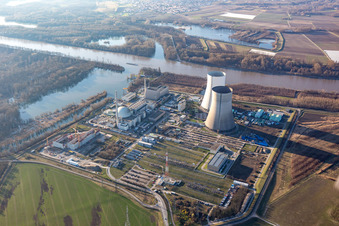 Philippsburg in the state Baden-Wuerttemberg, Germany seen from above