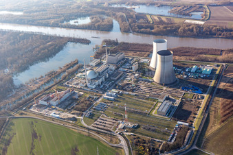 Philippsburg in the state Baden-Wuerttemberg, Germany from the plane
