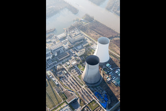 Philippsburg in the state Baden-Wuerttemberg, Germany viewn from the air