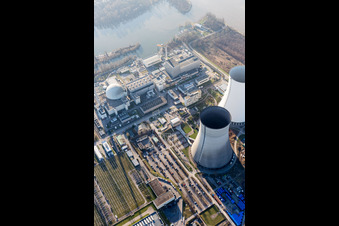 Drone recording of Philippsburg in the state Baden-Wuerttemberg, Germany