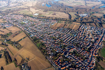 Town View of the streets and houses of the residential areas in Roemerberg in the state Rhineland-Palatinate, Germany