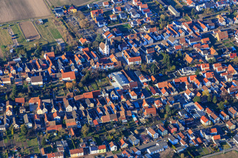 Village center with Catholic Church of St. Martin in Hanhofen in the state Rhineland-Palatinate, Germany