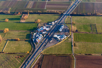 Motorway service area on the edge of the course of BAB highway 65 in Edesheim in the state Rhineland-Palatinate, Germany