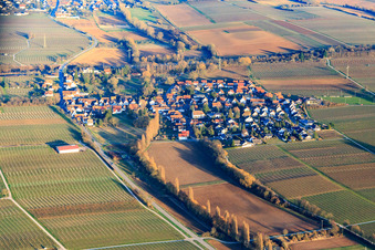 Aerial view of Village view from the west in Knöringen in the state Rhineland-Palatinate, Germany