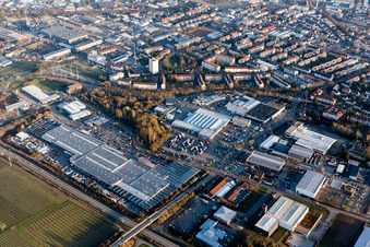 Industrial Area North in Landau in der Pfalz in the state Rhineland-Palatinate, Germany seen from above