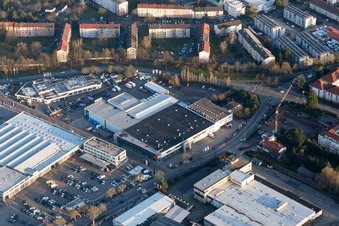 Industrial Area North in Landau in der Pfalz in the state Rhineland-Palatinate, Germany seen from a drone