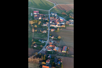 District Deutschhof in Kapellen-Drusweiler in the state Rhineland-Palatinate, Germany from the plane