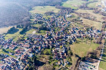 Town View of the streets and houses of the residential areas in Mertzwiller in Grand Est, France