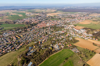Aerial view of Town View of the streets and houses of the residential areas in Pfaffenhoffen in Grand Est, France