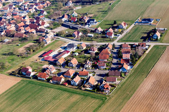 Aerial view of Ettendorf in the state Bas-Rhin, France