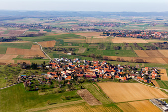 Aerial photograpy of Ettendorf in the state Bas-Rhin, France