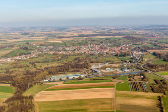 Village on the river bank areas of river Zorn in Steinbourg in Grand Est, France