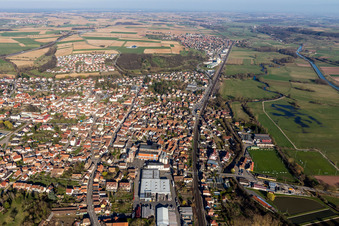 Aerial photograpy of Town View of the streets and houses of the residential areas in Hochfelden in Grand Est, France