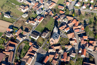 Aerial view of Schwindratzheim in the state Bas-Rhin, France