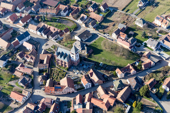 Schwindratzheim in the state Bas-Rhin, France seen from above