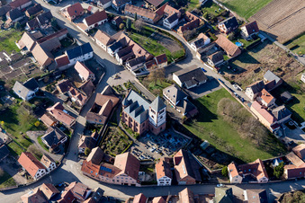 Bird's eye view of Schwindratzheim in the state Bas-Rhin, France