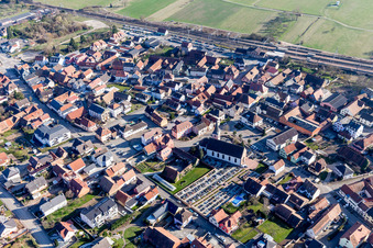 Aerial view of Mommenheim in the state Bas-Rhin, France