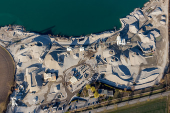 Gambsheim in the state Bas-Rhin, France from above