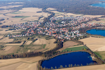 Gambsheim in the state Bas-Rhin, France from a drone