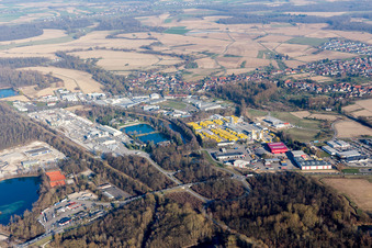 Drone recording of District Freistett in Rheinau in the state Baden-Wuerttemberg, Germany
