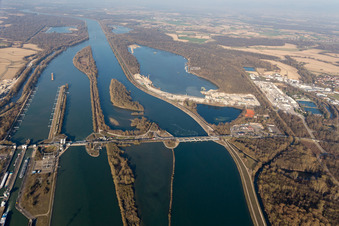 Aerial view of Gambsheim in the state Bas-Rhin, France