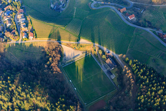 Sports field Sasbachwalden between forest and vineyards of the sports club Sasbachwalden in the district Büchelbach in Sasbachwalden in the state Baden-Wuerttemberg, Germany
