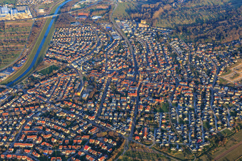 City overview from the west in Kuppenheim in the state Baden-Wuerttemberg, Germany