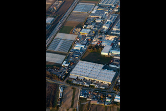 Industrial area on the A5, Rhenus Logistics in Muggensturm in the state Baden-Wuerttemberg, Germany