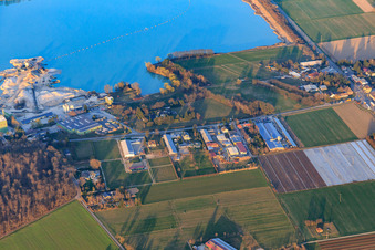 Gravel pit Malsch-Neumalsch with peterbeton Rudolf Peter GmbH & Co. KG Malsch and Ulli's Monteur Pension in the district Neumalsch in Malsch in the state Baden-Wuerttemberg, Germany