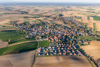Village - view on the edge of agricultural fields and farmland in Trimbach in Grand Est, France