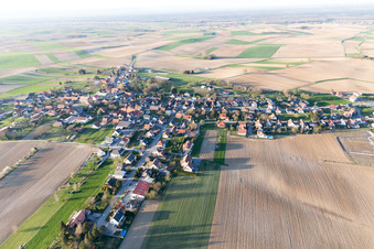 Oberlauterbach in the state Bas-Rhin, France viewn from the air