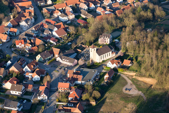 Neewiller-près-Lauterbourg in the state Bas-Rhin, France seen from above